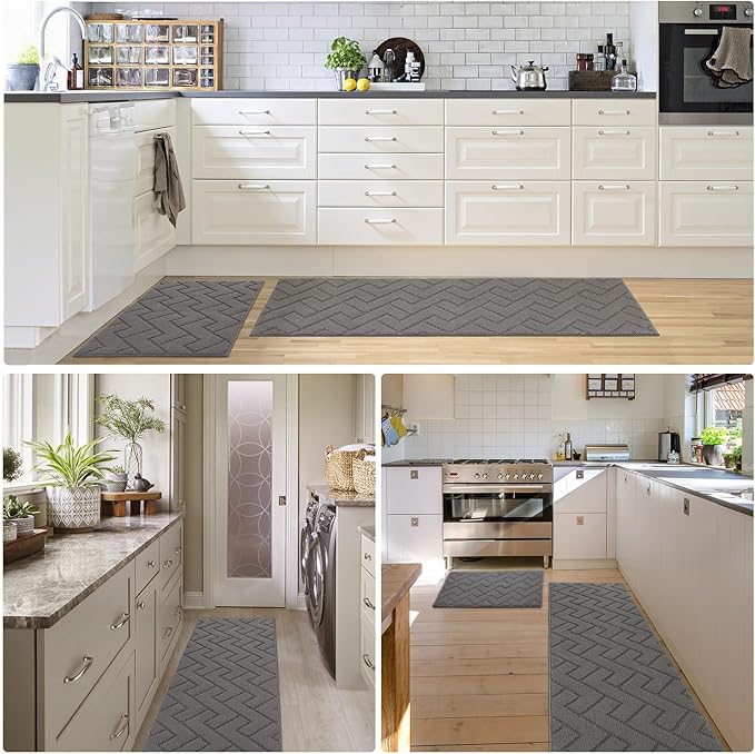 hicorfe Indoor Doormat,Front Back Door Mat Rubber Backing Non Slip Door Mats 20"x59" Absorbent Resist Dirt Entrance Doormat Inside Floor Mats Entryway Washable Low-Profile for Patio,Garden（Grey）-Ruum Studio Home
