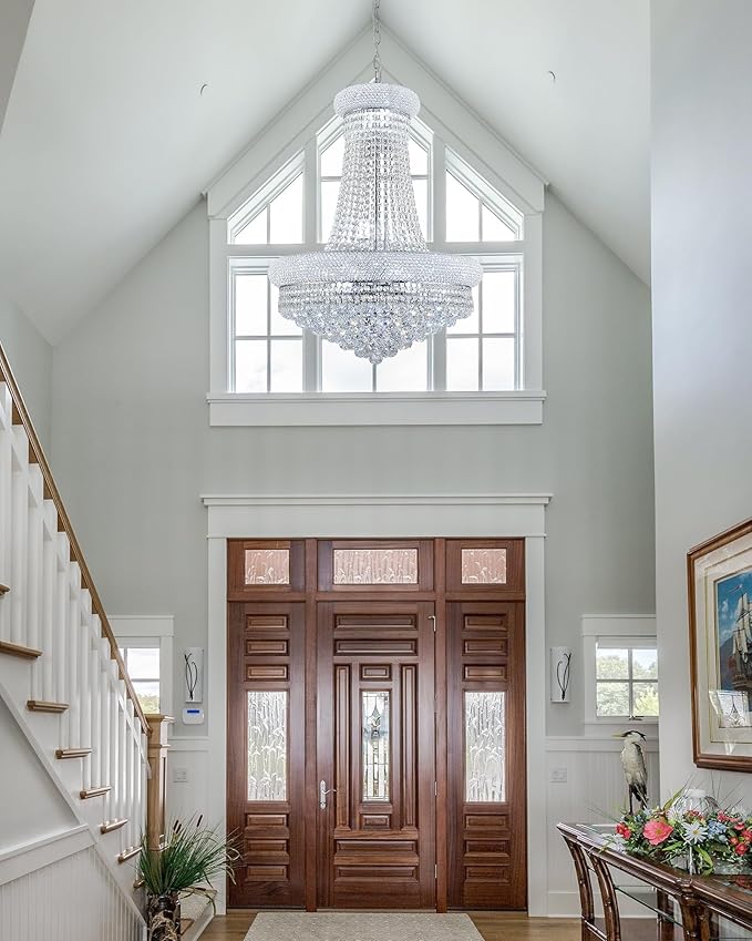 14 - Light Unique Empire Crystal Chandelier with Adjustable Chain for High Ceiling Foyer Entryway Living Room Dining Room Bedroom Chrome Finish-Ruum Studio Home