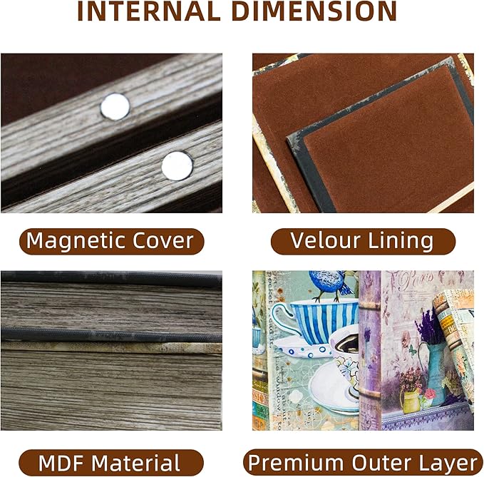 Decorative Book Box Set of 3, Trinket Keepsake Greeting Card Storage Box, Flower Bird Pattern Vintage Coffee Table Decoration, Graduation Gift Idea-Ruum Studio Home