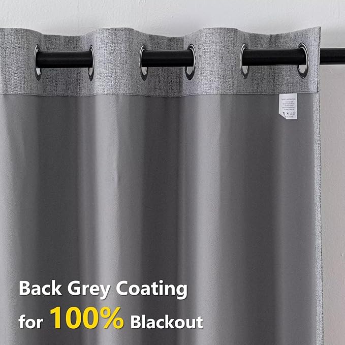 Blackout Curtains Customsize 1 Panel, 100% Blackout Textured Thermal Curtains, Grommet Privacy Light Blocking Drapes for Living Room Bedroom Luxury Decor(Customsize, Light Grey)-Ruum Studio Home