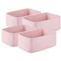 4 Pack Small Storage Shelf Baskets for Organizing, Mini Woven Rope Storage Bins for Towels, Cute Decorative Closet Organizer，Baby Nursery, Gift Empty Baskets -11.81''Lx7.87''Wx4.72''H-Pink-Ruum Studio Home