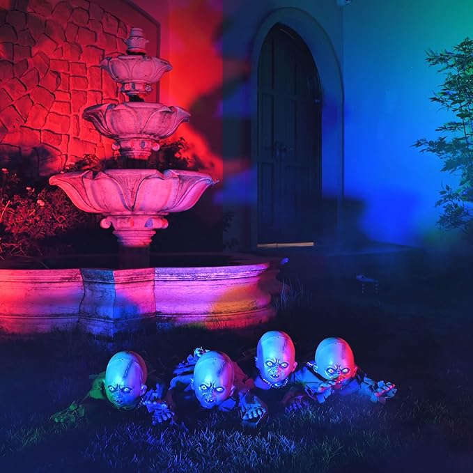 AW Halloween Animated Decoration Crawling Baby Zombie Scary Sound Sensor Activated Ghost Baby Doll Haunted House Flashing Eyes Party Outdoor Decor 2025-Ruum Studio Home