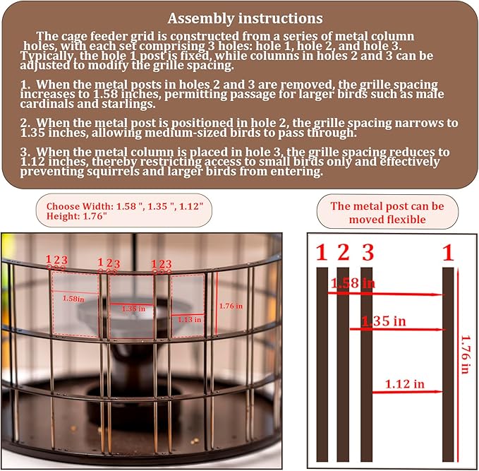 Upgraded Squirrel Proof Bird Feeders, 3Lbs Capacity Caged Bird Feeder, Innovative DIY Starling-Proof, Flexible Adjustment of Grille Size, Caged Seed Tube Feeders Outside Hanging(Copper)-Ruum Studio Home