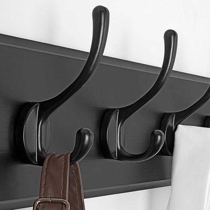 SKOLOO Rustic Wall Mounted Coat Rack, Case of 2, Pine Solid Wood Coat Hook Hanger - 5 Hooks for Hanging Clothes Robes Towels Coats-Ruum Studio Home