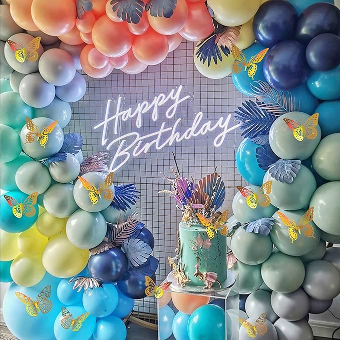 SAOROPEB 3D Butterfly Wall Decor - 48 Pcs, 4 Styles, 3 Sizes - Removable Gold Decorations for Birthday & Party Celebrations-Ruum Studio Home