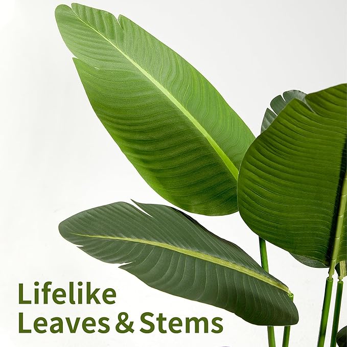 Worth Garden Artificial Bird of Paradise Plant 3.8ft, Faux Tropical Tree for Home and Office Décor, 45in Lifelike Greenery for Indoor and Outdoor Use-Ruum Studio Home