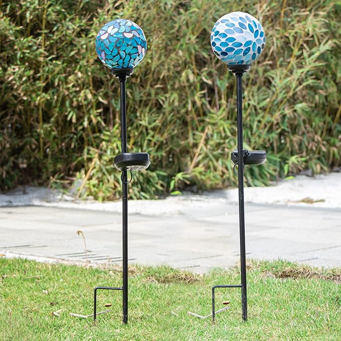 VCUTEKA Solar Lights Outdoor Decorative, Mosaic Solar Garden Light Waterpoof LED Pathway Stake Light for Landscape Lawn Patio Yard Decoration, 2 Pack-Ruum Studio Home