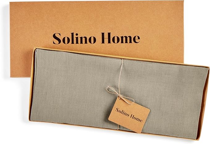 Solino Home Linen Vintage Khaki Table Runner 108 Inches Long - 100% Pure Linen 14 x 108 Inch Table Runner for Fall, Autumn, Thanksgiving - Fete-Ruum Studio Home