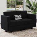 Belffin Modular Loveseat Sofa Couch with Storage Seats Velvet 2 Seater Love Seats for Small Spaces Black-Ruum Studio Home