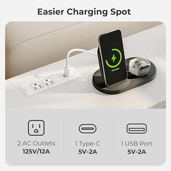 SUPERJARE 70 Inch Console Table with Outlets and USB-C Port, Extra Long Behind Couch Sofa Table with X-Shaped Design, Narrow for Entryway, Living Room, Metal Frame, Wooden Top, White-Ruum Studio Home