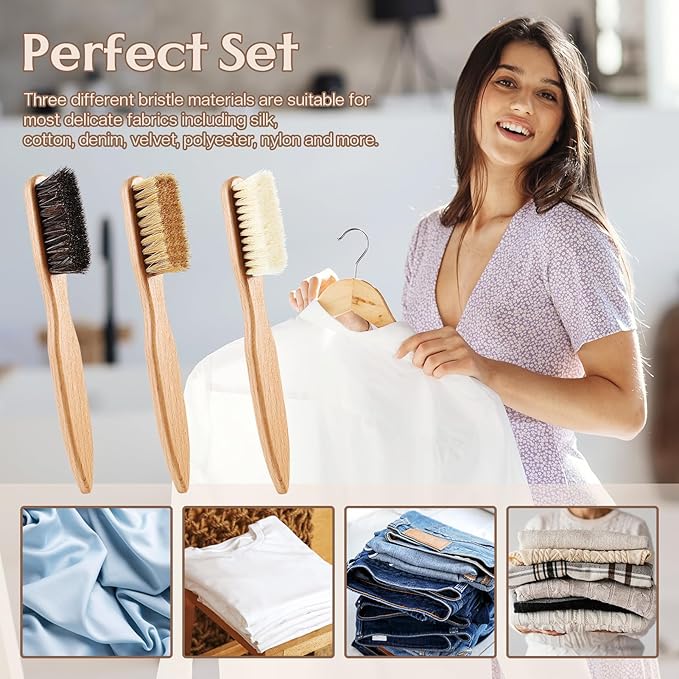 3 Pcs Wood Laundry Stain Brush Stain Remover Brushes with Boar Bristle Small Stain Brush for Clothes for Scrubbing Stains from Furniture Fabric Leather(3 Pcs C)-Ruum Studio Home