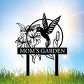 Custom Hummingbird Metal Garden Decor, Personalized Bird with Stakes Garden Sign, Flower Design Personalized Garden Sign, Custom Garden Name Sign, Home Gift, Large Outdoor Decor, Patio Decor-Ruum Studio Home