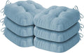 Chair Cushions for Dining Chairs, Dining Chair Cushions, Tufted Indoor Chair Pads with Ties & Non Slip Backing, Seat Cushions for Kitchen Chairs 16.5” x 16.5” x 3.5”, Set of 6, Light Blue-Ruum Studio Home