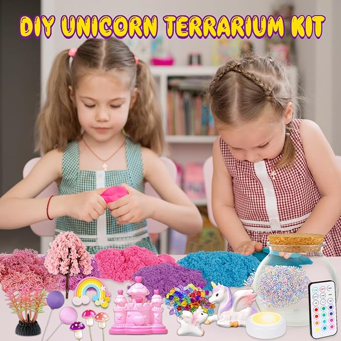 Unicorn Terrarium Crafts Kit for Kids-LED Night Light Up & Remote Unicorn Birthday Gifts Toys for Girls Ages5 6 7 8 9 10 Year Old-Christmas Gifts for Girls-Ruum Studio Home