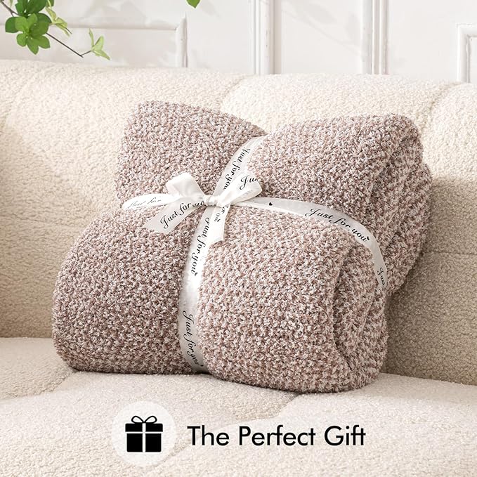 MIULEE Super Soft Throw Blanket for Couch, Taupe Cozy Fluffy Warm Blankets Lightweight Knit Throw Blankets for Sofa, Bed, Chair, Living Room, Camping, Picnic, 60 x 80 inch-Ruum Studio Home
