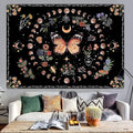 Fowocu Orange Butterfly Moon Flower Tapestry Boho Floral Plant Tapestries for Bedroom Aesthetic Tapastry's Wall Hanging Mandala Botanical Wall Tapestry for Living Room Dorm (Yellow, 90'' × 68'')-Ruum Studio Home