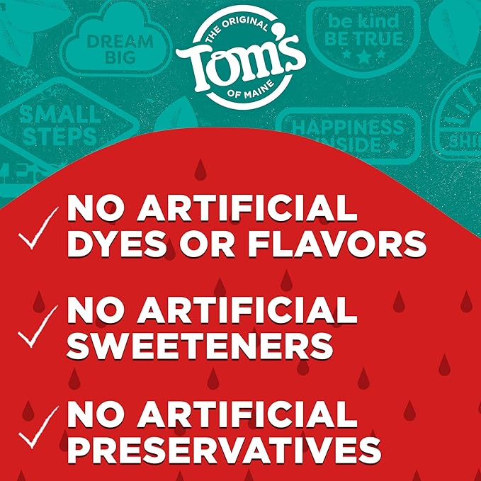 Tom's of Maine ADA Approved Fluoride Kids Toothpaste, Natural Toothpaste, Dye Free, No Artificial Preservatives, Silly Strawberry, 5.1 oz. 3-Pack (Packaging May Vary)-Ruum Studio Home