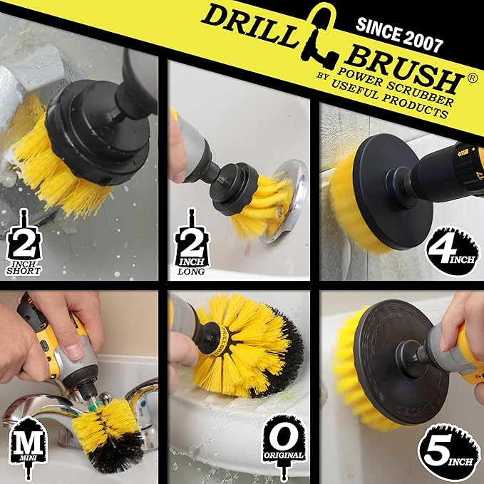Drill Brush Attachments for Cleaning Shower, Bathroom, Grout, Tile, Bathtub, Bath Mat, Sink, Tile, Porcelain, Fiberglass, Cast Iron, Flooring – Grout Cleaner Drill Brush Set - Bathroom Accessories Kit-Ruum Studio Home