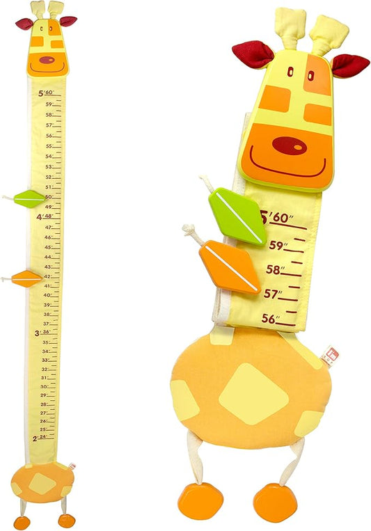 Wood and Fabric Wall Growth Chart, Height Measurement, Scale, Ruler for Kids (Giraffe)-Ruum Studio Home