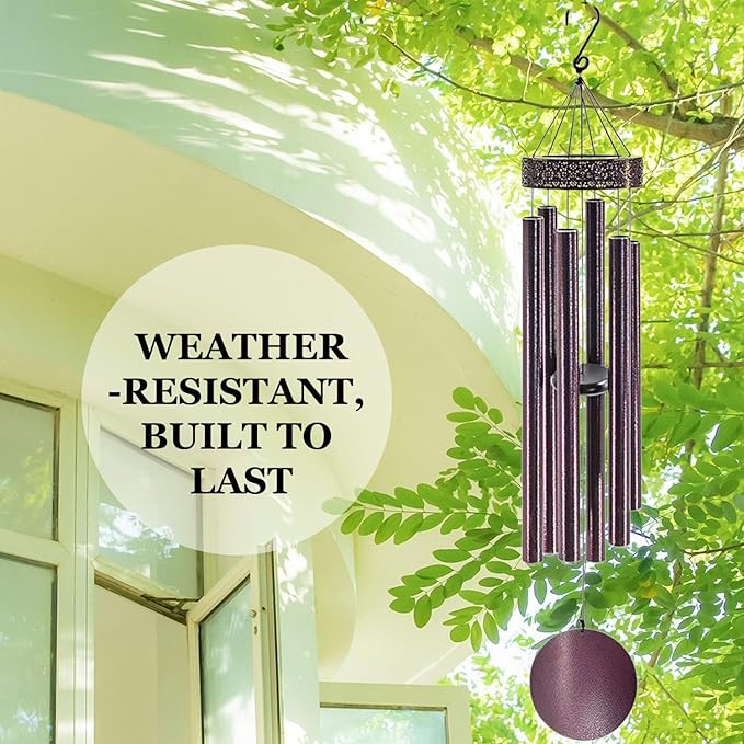 Large Wind Chimes with 6 Heavy Tubes for Outside Deep Tone - 48" Wind Chimes Outdoor Clearance, Deep Tone, Windchimes Outdoors, Memorial, Sympathy Gift, Garden Patio Yard, Home Decorate-Bronze-Ruum Studio Home