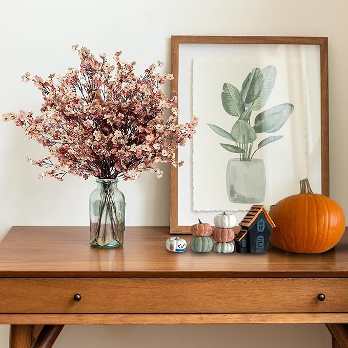 Sggvecsy 15 Pcs Babys Breath Artificial Flowers Gypsophila Bouquets Bulk Real Touch Fake Silk Flowers for Home DIY Floral Arrangement Table Centerpiece Fall Thanksgiving Autumn Decoration (Mixed)-Ruum Studio Home