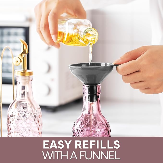 COOK WITH COLOR Glass Olive Oil Bottle Dispenser - 2 Pack- 17oz Oil and Vinegar Cruet - Olive Oil Carafe Decanter for Kitchen-Ruum Studio Home