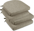 downluxe Indoor Chair Cushions for Dining Chairs, Soft and Comfortable Textured Foam Kitchen Chair Pads with Ties and Non-Slip Backing, 16" x 16" x 2", Khaki, 4 Pack-Ruum Studio Home