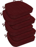 downluxe Chair Cushions for Dining Chairs, Waterproof Kitchen Chair Pads, Non-Slip Dining Seat Cushion with Ties, 17" x 16" x 2.5", Burgundy, 6 Pack-Ruum Studio Home