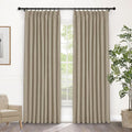 Macochico Pinch Pleated Blackout Curtains 102 Inches Long 100% Light Blocking Light Khaki Linen Drapes for Bedroom Living Room Farmhouse Shabby Chic Burlap Curtains with Tieback 72”Wx102”L 1 Panel-Ruum Studio Home