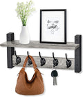 Sorbus Coat Hooks Wall Mount with Shelf – 16 Inch Coat Rack Wall Mount with 5 Heavy Duty Hooks – Floating Wall Shelf with Hooks for Entryway, Bathroom, Bedroom, Kitchen, or Mudroom (Gray)-Ruum Studio Home