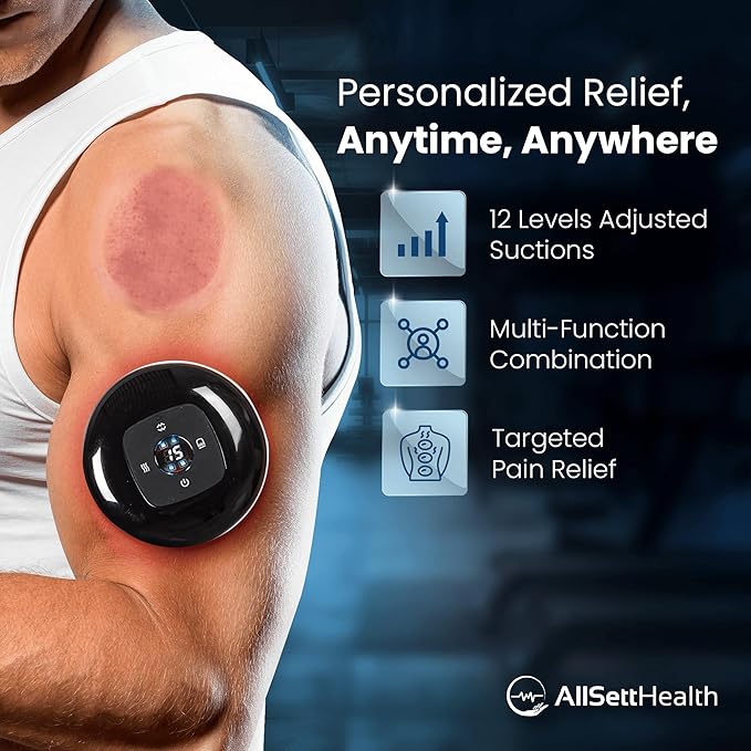 Electric Cupping Kit for Massage Therapy with Red Light - 5-in-1 Cupping Set, Includes 3 Smart Cups and Remote - Massager Device & Cupping Therapy Set for Back Muscle Soreness & Cellulite Reduction-Ruum Studio Home