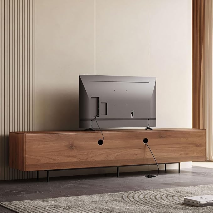 Mid Century Modern TV Stand for 80+ Inch TVs, 94.48" Walnut Console with Ample Storage – Stylish Entertainment Center for Living Room or Bedroom-Ruum Studio Home