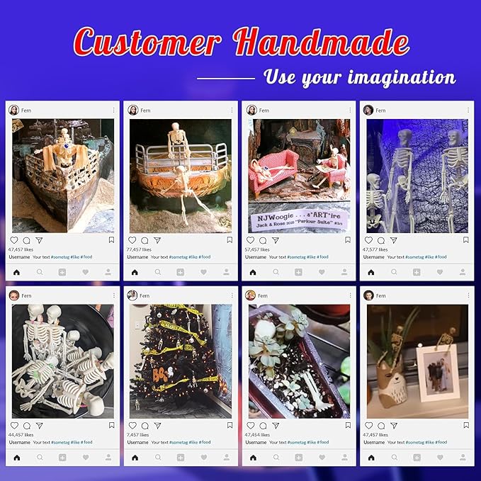 16 Pcs Halloween Mini Skeleton Figurine Decoration,6”Halloween posable Skeleton Decor,Small Plastic Skeleton Figure for Spooky Home Decor Haunted House Decorations Party Favors-Ruum Studio Home