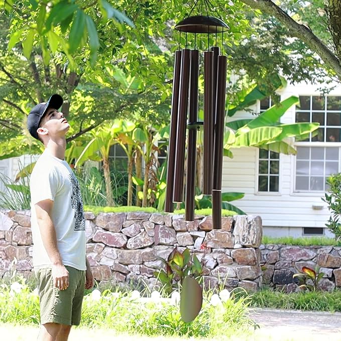 ASTARIN Extra Large Wind Chimes Outside, 2.4in Tubes Metal Handcrafted WindChimes with Deep Tone, Harmonic Deep Sound Outdoor Chimes,Outdoor Bass Bell Chime for Patio,Garden Yard Decoration,78" Bronze-Ruum Studio Home