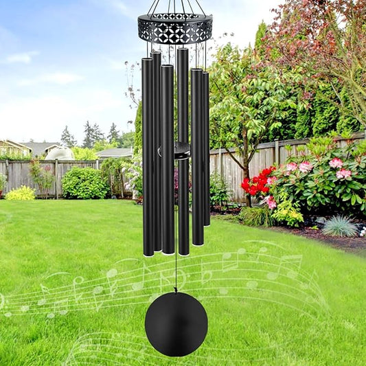 ASTARIN 48'' Deep Tone Wind Chimes for Outside - Large WindChimes with 6 Heavy Tubes, Memorial Chimes Outdoor for Garden Hanging Décor,Sympathy Gifts for Loved one,Home Décor, Black-Ruum Studio Home