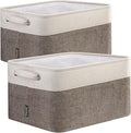 BALEINE 2 Pack Fabric Storage Bins for Shelves, Linen Storage Baskets for Organizing, Decorative Closet Bins for Clothes, Home (Brown, 15"x11"x9.5") ﻿-Ruum Studio Home