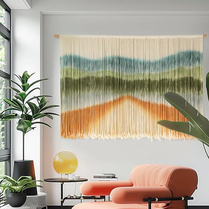 IOWER Macrame Wall Hanging Dip-Dye Chic Home Decor Boho Wall Decor Yarn Wall Art for Nursery, Bedroom, Living Room,Backdrop,57" W X 35" L-Ruum Studio Home