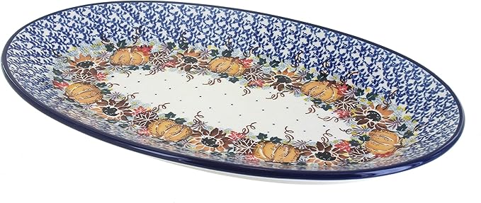 Blue Rose Polish Pottery Harvest Bounty Oval Platter-Ruum Studio Home