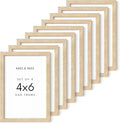 HAUS AND HUES Square Picture Frames 4 x 6 Set of 9 - Photo Gallery Wall Frame Set, Wood 4x6 Frames, 4 x 6 Frames Gallery Wall Set, 4x6 Frame with Mat, Square Frames 4x6 (Beige Oak Frames)-Ruum Studio Home