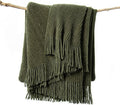 lifein Throw Blanket for Couch, Soft Green Boho Decor Bed Throw,Cozy Knitted Chenille Farmhouse Lightweight Throw for Spring(Olive Green,50 * 60")-Ruum Studio Home