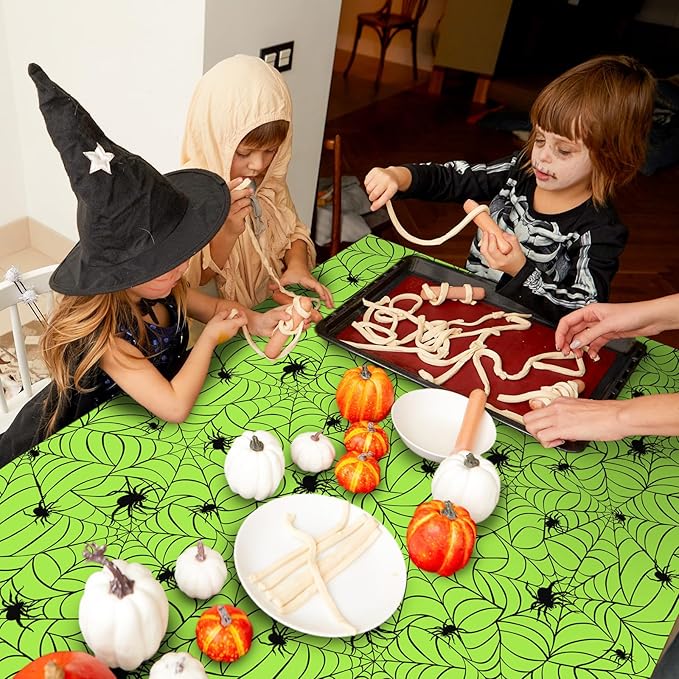 Whaline 4 Pcs Halloween Plastic Tablecloths Colored Spider Web Disposable Table Cover Spiderweb Rectangle Table Cloth for Trick or Treat Holiday Party Decor, 54 x 108 Inch-Ruum Studio Home