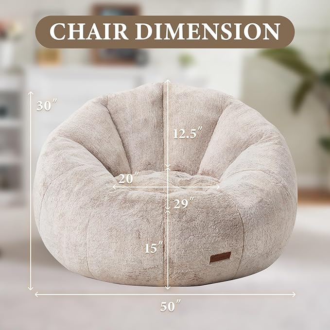 Hobestluk Bean Bag Chairs Large Bean Bag Couch for Adults Stuffed Sofa Chair Comfy Giant Bean Bag Chair with Spacious Design for Reading, Playing or Relaxing (Brown)-Ruum Studio Home