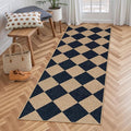 Lahome Checkered Easy Jute Runner, 2x6 Kitchen Runner Rug Non Slip Washable Outdoor Rug for Entryway Indoor, Checkerboard Black Indoor Outdoor Carpet for Hallway 6ft Entry Front Door-Ruum Studio Home