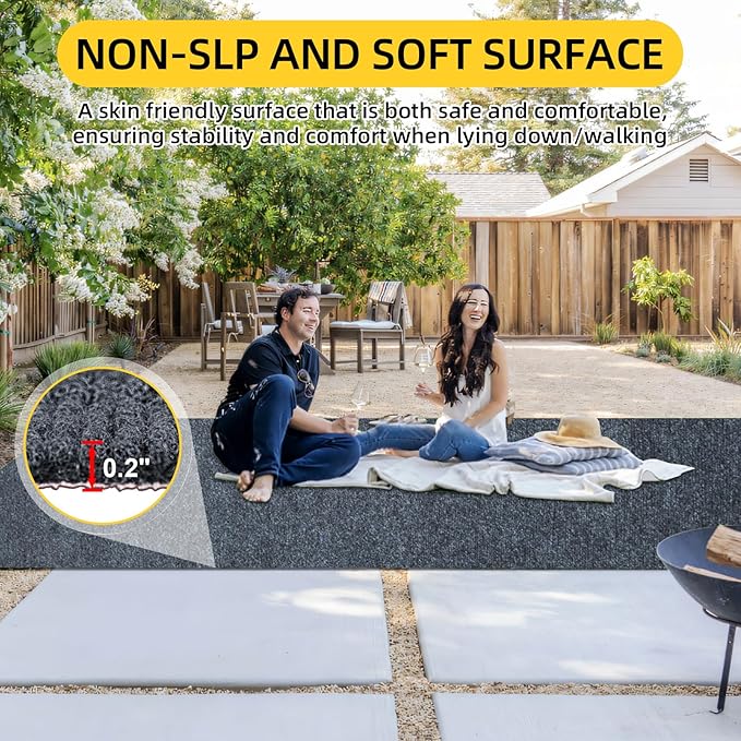 Marine Carpet,5 FT x 10 FT Dark Gray Indoor Outdoor Carpet 0.2" Thick Boat Carpet with Water-Proof TPE Backing, Non-Slide Outdoor Marine Carpet Roll for Home, Patio, Porch, Deck-Ruum Studio Home