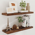 Fun Memories Rustic Wood Floating Shelves for Wall, 36 x 9 Wall Shelves Set of 2, Deep Floating Shelf for Kitchen, Living Room Storage & Display, Deep Wooden Bookshelf, Rustic Brown Color-Ruum Studio Home