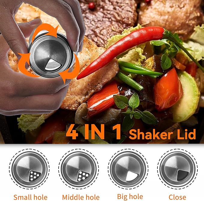 Mlici 6PC Spinning Glass Spice Jars - 360° Rotating Spice Rack Organizer with Jars, Stainless Steel Revolving Seasoning Holder Jars for Countertop Cabinet Kitchen Spices Cruets-Ruum Studio Home