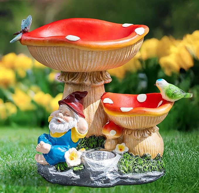 Solar Gnome Statues Figurine Lights - Garden Lighting Outdoor Decorations, Gnome Sleeping Under Mushroom, Yard Art Lawn Ornaments for Porch Patio Balcony - Gnome Gifts for Women Mom-Ruum Studio Home