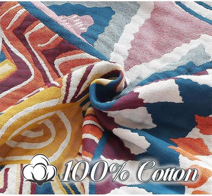 MSGKV Boho Throw Blanket for Bed Couch,100% Cotton Throw Blankets 80''x 90'' Mexican Super Soft Blanket Travel Picnic Blankets Versatile Knit Woven Blanket Boho Decor-Ruum Studio Home