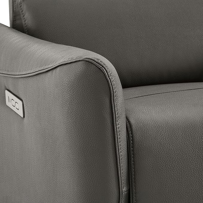 CHITA Power Recliner Chair Swivel Glider, FSC Certified Upholstered Faux Leather Living Room Nursery Reclining Sofa Chair with Lumbar Support, Charcoal-Ruum Studio Home
