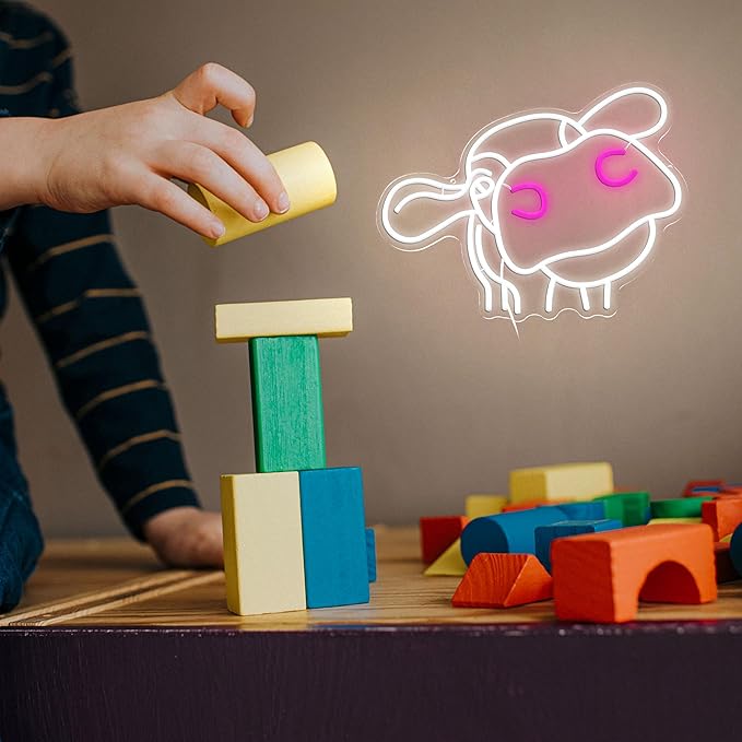 Cow Neon Sign Dimmable Tilted Cow Head LED Light Sign for Wall Decor USB Powered Funny Animal Neon Light for Farmhouse Bedroom Living Room Cafe Home Party Bar Animal Lovers (16.5 * 12.6 In)-Ruum Studio Home